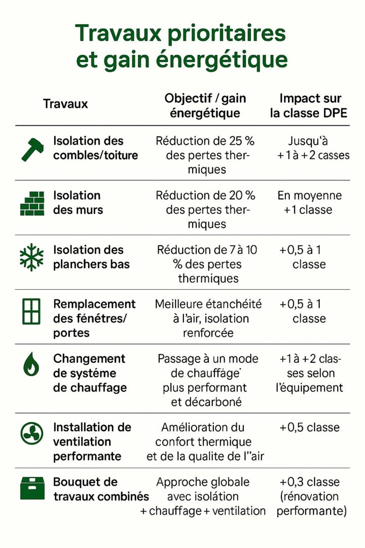 Travaux prioritaires et gain énergétique